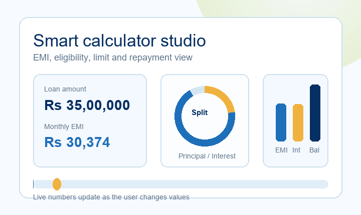Animated calculator dashboard graphic